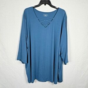 Catherines Tunic Top Blouse Womens 3X 26/28‎ Plus Relaxed Stretch Pullover Loose